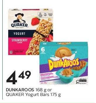 DUNKAROOS or QUAKER Yogurt Bars