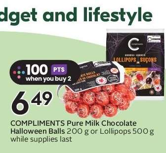 COMPLIMENTS Pure Milk Chocolate Halloween Balls or Lollipops