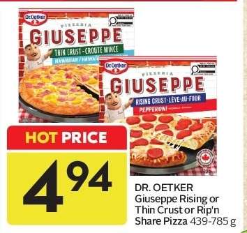 DR. OETKER Giuseppe Rising or Thin Crust or Rip'n Share Pizza
