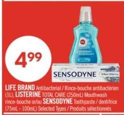 LIFE BRAND Antibacterial / LISTERINE TOTAL CARE / SENSODYNE Toothpaste